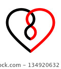 Intertwined Heart Vector Illustration. Ideal for Valentines Day graphics, wedding designs, logos, tattoos, stickers, greeting cards, posters, branding and social media visuals. 134920632