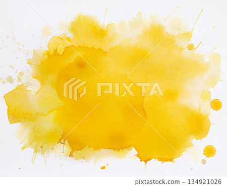 白色紙張上的黃色墨跡紋理，潑濺效果，水彩，背景材質 134921026