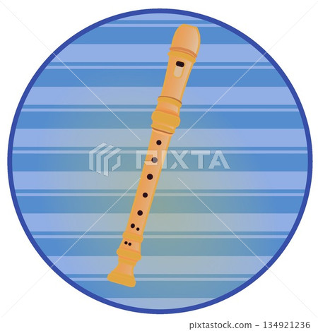 Illustration of a recorder with a circular background 134921236
