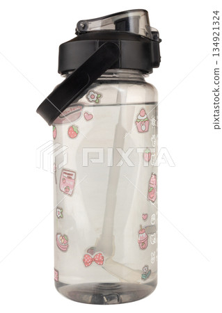 liter water bottle plastic color black isolated on wite background liter water bottle plastic color black isolated on wite background 134921324