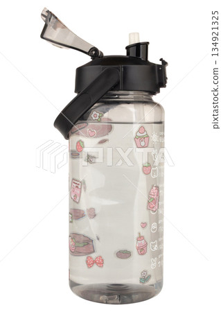 liter water bottle plastic color black isolated on wite background 134921325