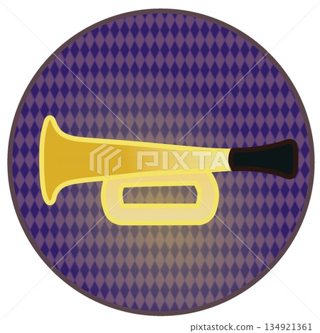 Illustration of a trumpet with a circular background 134921361