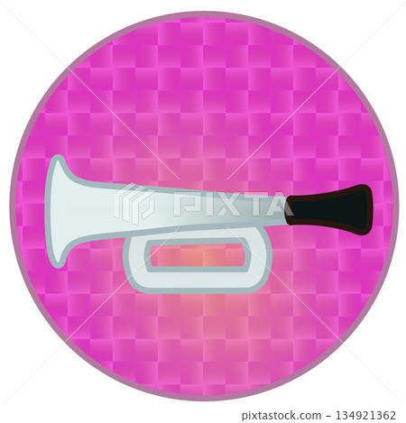 Illustration of a trumpet with a circular background Illustration of a trumpet with a circular background 134921362