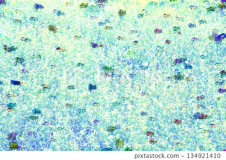 Abstract azure white grass area with colored flowers 134921410