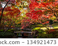 A garden decorated with colorful autumn leaves at Otaguro Park in Tokyo in autumn 134921473