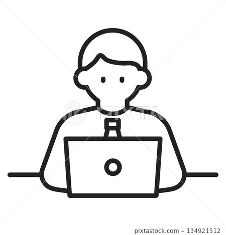 一位商務人士正在操作筆記型電腦的插圖 134921512