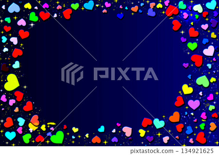 Funny colored hearts frame on dark blue.Valentines Day Funny colored hearts frame on dark blue.Valentines Day 134921625