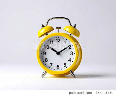 Deadline. Yellow metal alarm clock with yellow bells on pastel pink background. Deadline. Yellow metal alarm clock with yellow bells on pastel pink background. 134921730