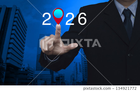 Happy new year 2026 map pointer navigation concept 134921772
