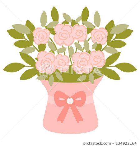 Pink flower bouquet in vase celebrating mother's day Pink flower bouquet in vase celebrating mother's day 134922164