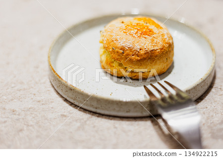 Handmade English scones with exquisite handmade ceramic plates Handmade English scones with exquisite handmade ceramic plates 134922215