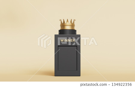 Winner's Golden Crown on Black Pedestal Mock up. 3D Rendering. Winner's Golden Crown on Black Pedestal Mock up. 3D Rendering. 134922356
