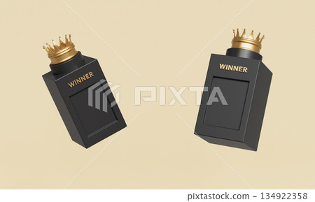 Winner's Golden Crown on Black Pedestal Mock up. 3D Rendering. Winner's Golden Crown on Black Pedestal Mock up. 3D Rendering. 134922358