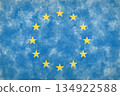 Patriotic digital illustration. Watercolor flag of the European Union. European design. 134922588
