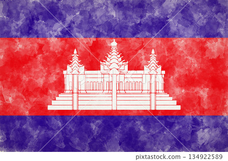 Patriotic digital illustration. Watercolor flag of Cambodia. Cambodian design. Patriotic digital illustration. Watercolor flag of Cambodia. Cambodian design. 134922589