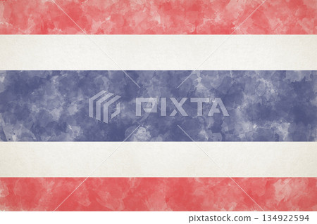 Patriotic digital illustration. Watercolor flag of Thailand. Thai design. Patriotic digital illustration. Watercolor flag of Thailand. Thai design. 134922594