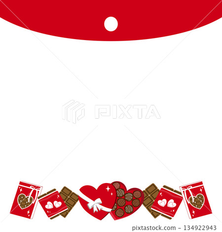Valentine's Day Note Template with Heart Chocolate Box and Sweets Border 134922943
