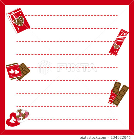Valentine's Day note paper Template with Chocolate and Sweets Icons 134922945