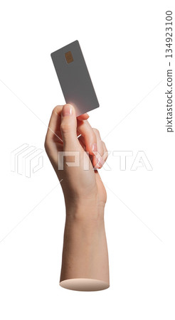 Close up of a chip card in human fingers isolated on white.. Close up of a chip card in human fingers isolated on white.. 134923100