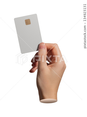 Hand holding a blank chip card, isolated on white background, concept of finance, payment, Hand holding a blank chip card, isolated on white background, concept of finance, payment, 134923131