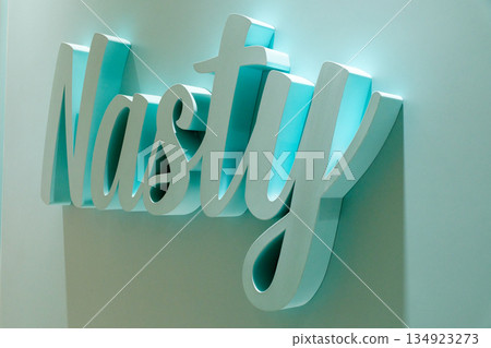 Nifty wall sign inside Changi Airport showcasing modern design in vibrant colors and sleek materials 134923273