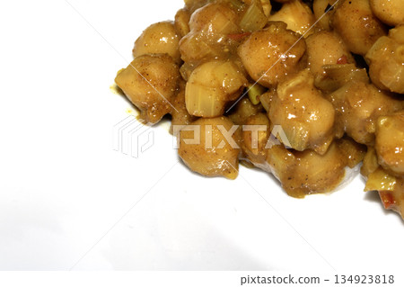 Close up of a vegan chickpea curry dish home made and healthy Close up of a vegan chickpea curry dish home made and healthy 134923818
