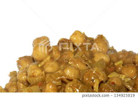 Close up of a vegan chickpea curry dish home made and healthy Close up of a vegan chickpea curry dish home made and healthy 134923819