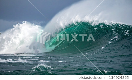 A huge tsunami approaching the coast 3 134924265