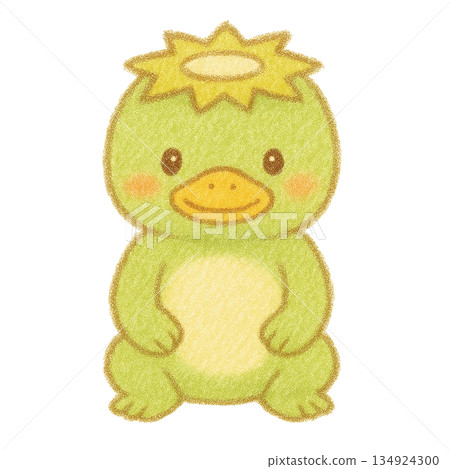 【妖怪】河童的色鉛筆插畫 134924300