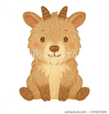 [Animals] Colored pencil illustration of a Japanese serow 134924309