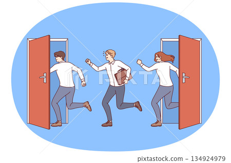 Mass layoffs people have led to emergence of unemployed, running between doors in search vacancies Mass layoffs people have led to emergence of unemployed, running between doors in search vacancies 134924979