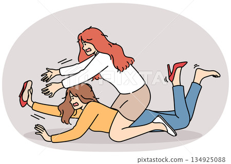 Women fight for last pair of shoes sold in local boutique with big discount or cashback for purchase 134925088