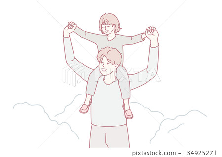 Laughter and love outdoors, Joyful family moments captured through hugs and laughter outside 134925271