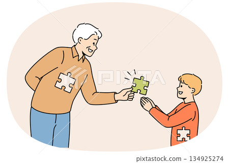 Grandfather gives part of himself to grandson, wanting to take care of boy and making sacrifices Grandfather gives part of himself to grandson, wanting to take care of boy and making sacrifices 134925274