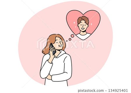 Woman makes phone call to boyfriend, wanting to flirt or invite him to romantic weekend dinner Woman makes phone call to boyfriend, wanting to flirt or invite him to romantic weekend dinner 134925401