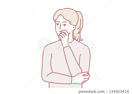 Thoughtful person portrait, Person displaying introspection with soft illumination conveying uncertainty 134925418