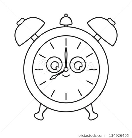 alarm clock character in outline 134926405