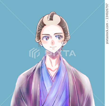 Men wearing kimonos, Edo period, bust up Men wearing kimonos, Edo period, bust up 134926797