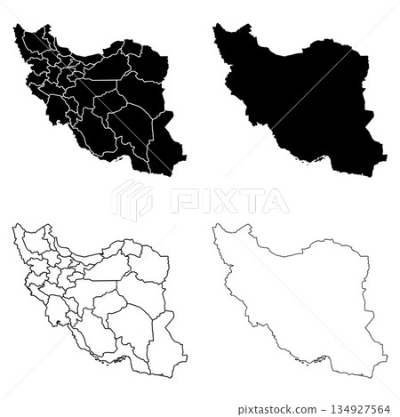 Iran Outline and Solid Fill Map Set. 134927564