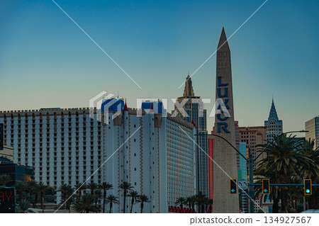 Hotel streetscape of Las Vegas, Nevada, USA Hotel streetscape of Las Vegas, Nevada, USA 134927567