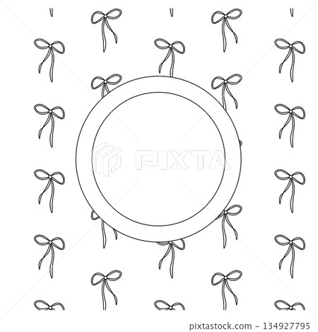 ribbon Valentine's Day round square frame template pattern. Vector graphic line black and white illustration. background for banners, print for fabric, labels, t-shirt printing. ribbon Valentine's Day round square frame template pattern. Vector graphic line black and white illustration. background for banners, print for fabric, labels, t-shirt printing. 134927795