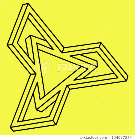Impossible optical illusion shapes. Optical art object. Impossible figures. Sacred geometry shape. Optical art. Impossible optical illusion shapes. Optical art object. Impossible figures. Sacred geometry shape. Optical art. 134927874