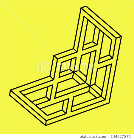 Vector impossible shape. Illustration isolated on a yellow background. Vector impossible shape. Illustration isolated on a yellow background. 134927875