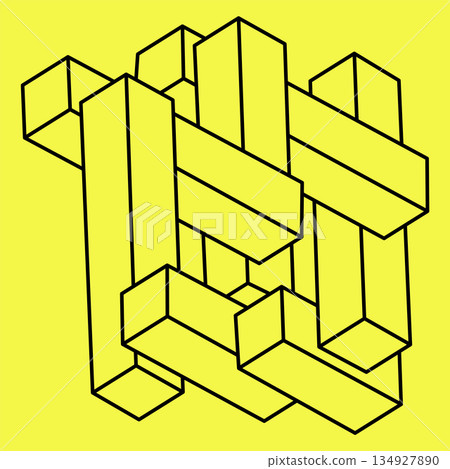 Impossible objects. Optical illusion. Optical art. Line art. 3d illustration.  134927890