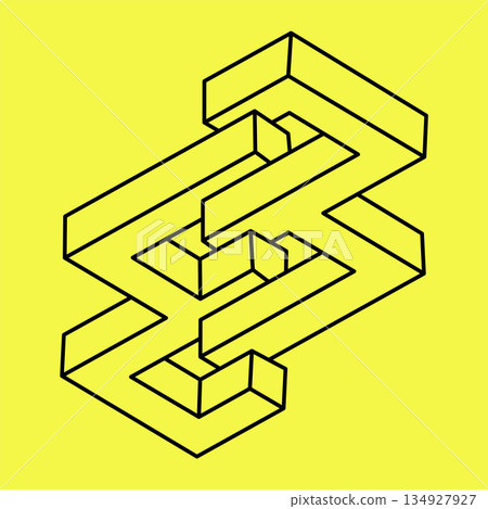 Impossible shape. Web design elements. Optical illusion object. Line design. Optical art figures.  134927927