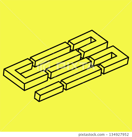 Impossible object. Optical illusion figure. 3d illustration. Geometric shapes. Impossible object. Optical illusion figure. 3d illustration. Geometric shapes. 134927952