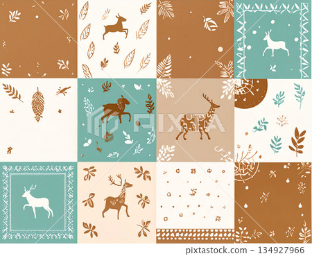 Texture of a natural silk scarf with African style patterns. Natural colors. Head scarf. Printed hijab. Texture of a natural silk scarf with African style patterns. Natural colors. Head scarf. Printed hijab. 134927966