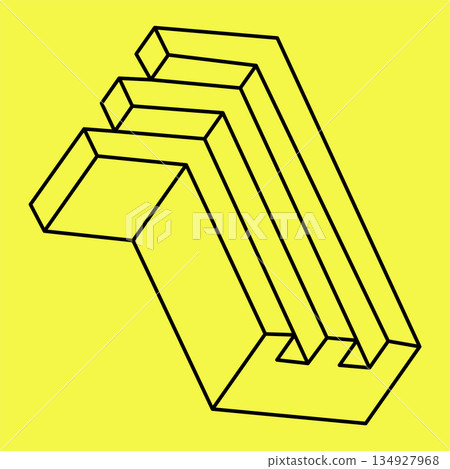 Impossible object. Optical illusion. 3d illustration. Optical art. Line art.  134927968