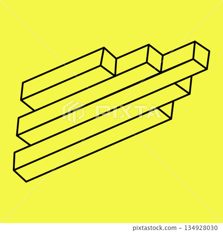 Impossible optical illusion shapes. Op art objects. Impossible figures. Line art. Unreal geometric shape. Impossible optical illusion shapes. Op art objects. Impossible figures. Line art. Unreal geometric shape. 134928030