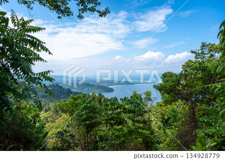 Panoramic view of Lake Poso in Tentena, Sulawesi, Indonesia 134928779